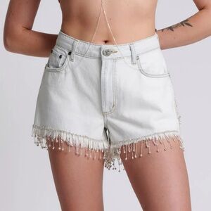 One Teaspoon Truckers Mid Waist Relaxed Denim Shorts - Bel Air Blue size 28 NWT